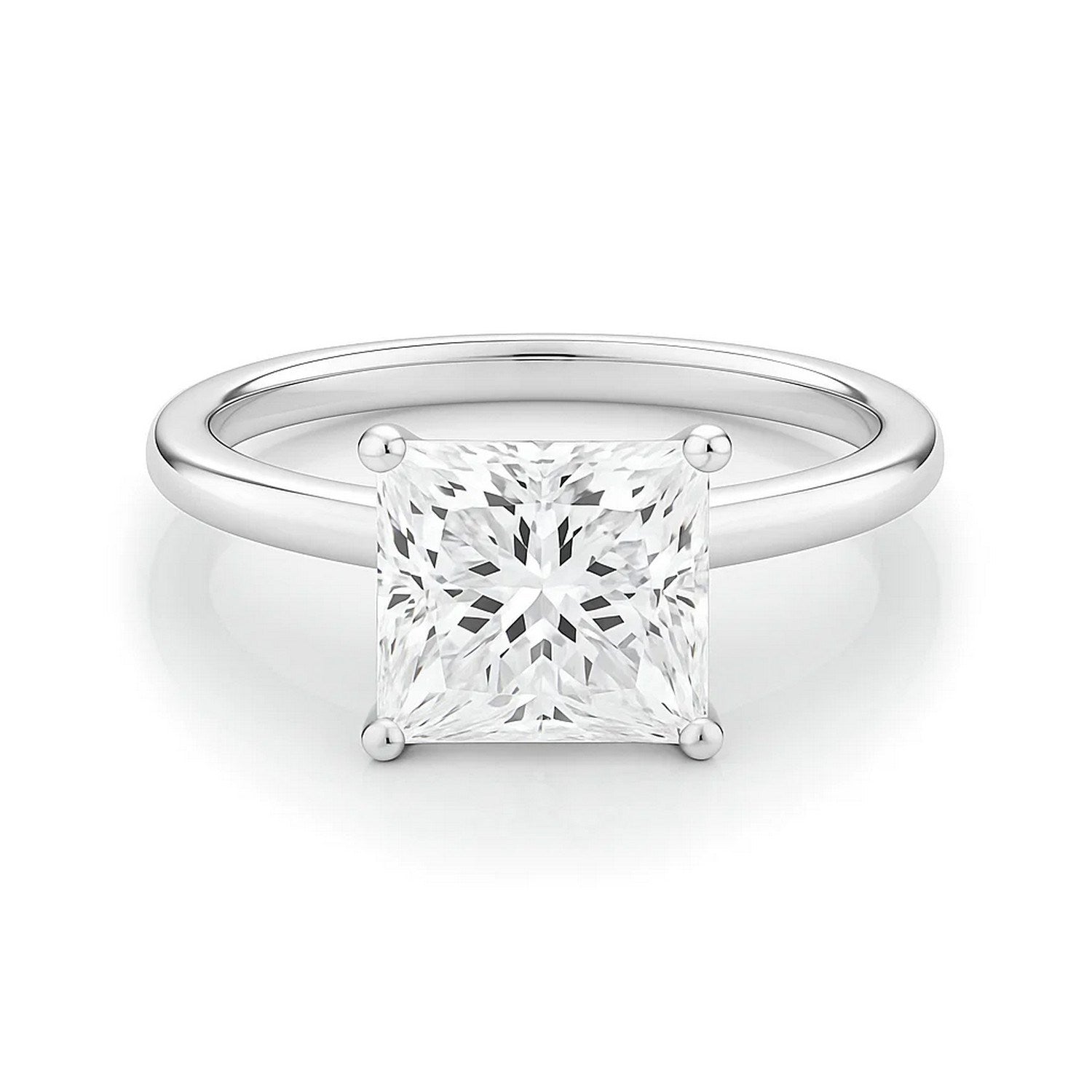 3 carat princess cut diamond solitaire ring in 10K white gold, showcasing modern elegance and timeless luxury.
