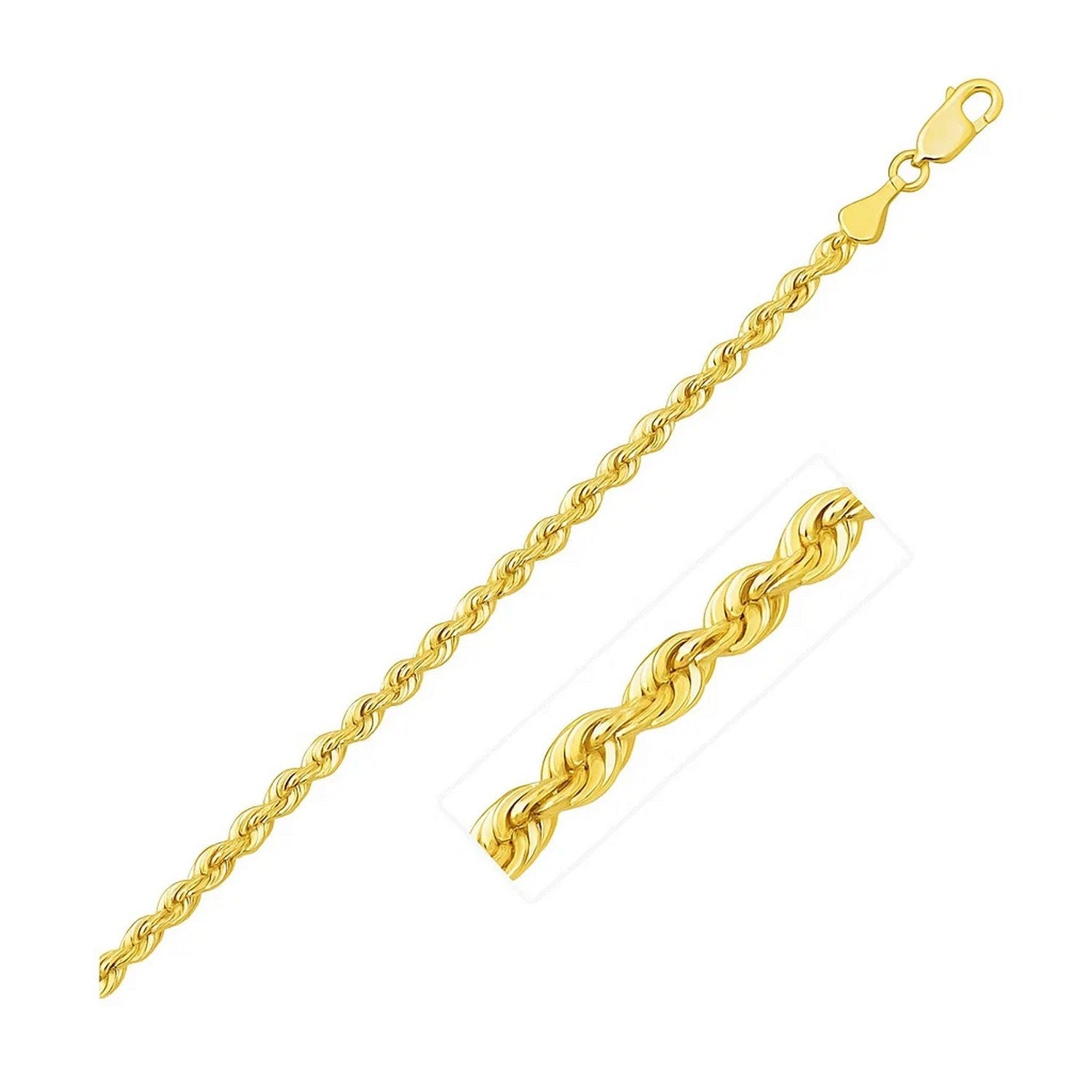 Contemporary 10k yellow gold Lite Rope Chain Bracelet, 2.50 mm, exuding elegance and timeless luxury.