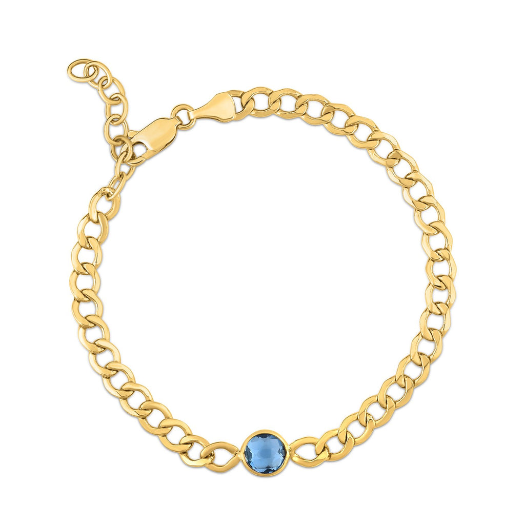 14K yellow gold curb chain bracelet featuring a modern design and 3.60 mm links, showcasing elegance and luxury.