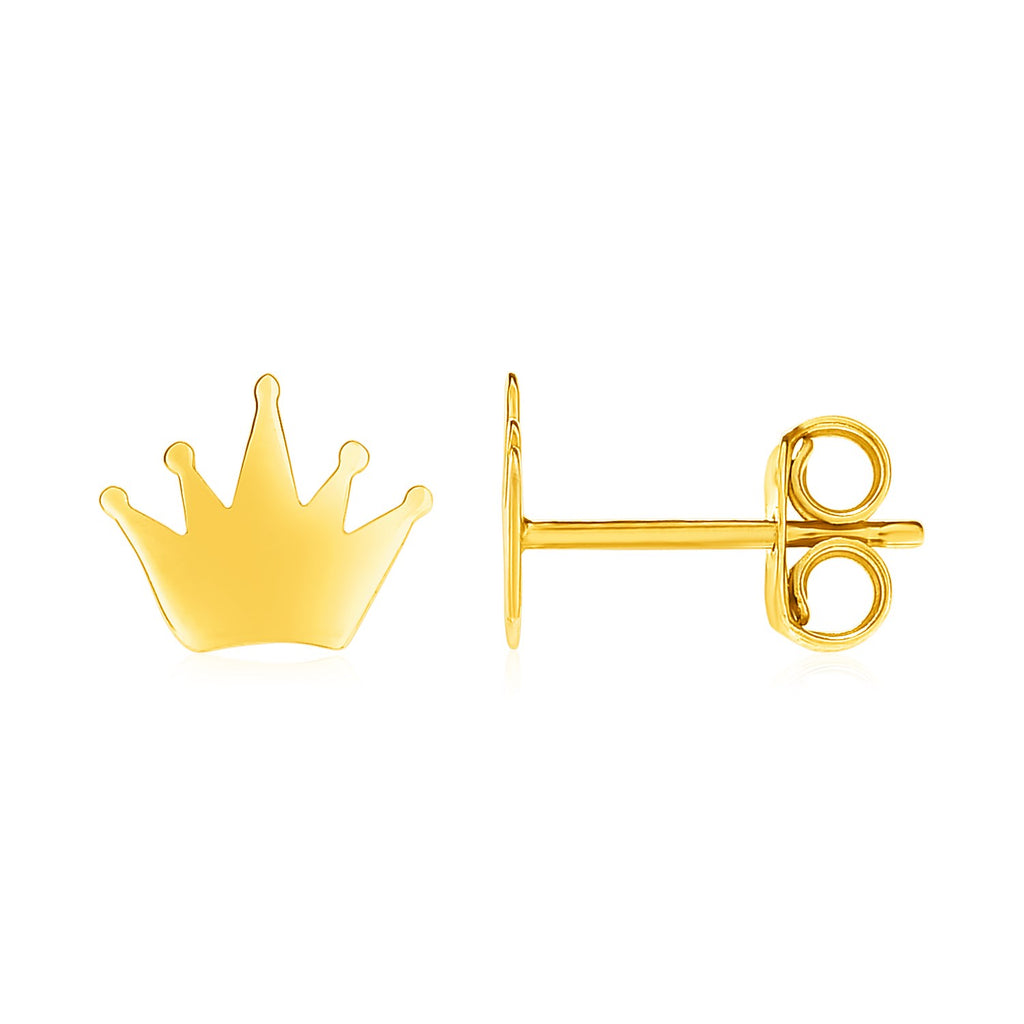 14k yellow gold crown post earrings featuring a modern design, perfect for adding luxury to any ensemble.