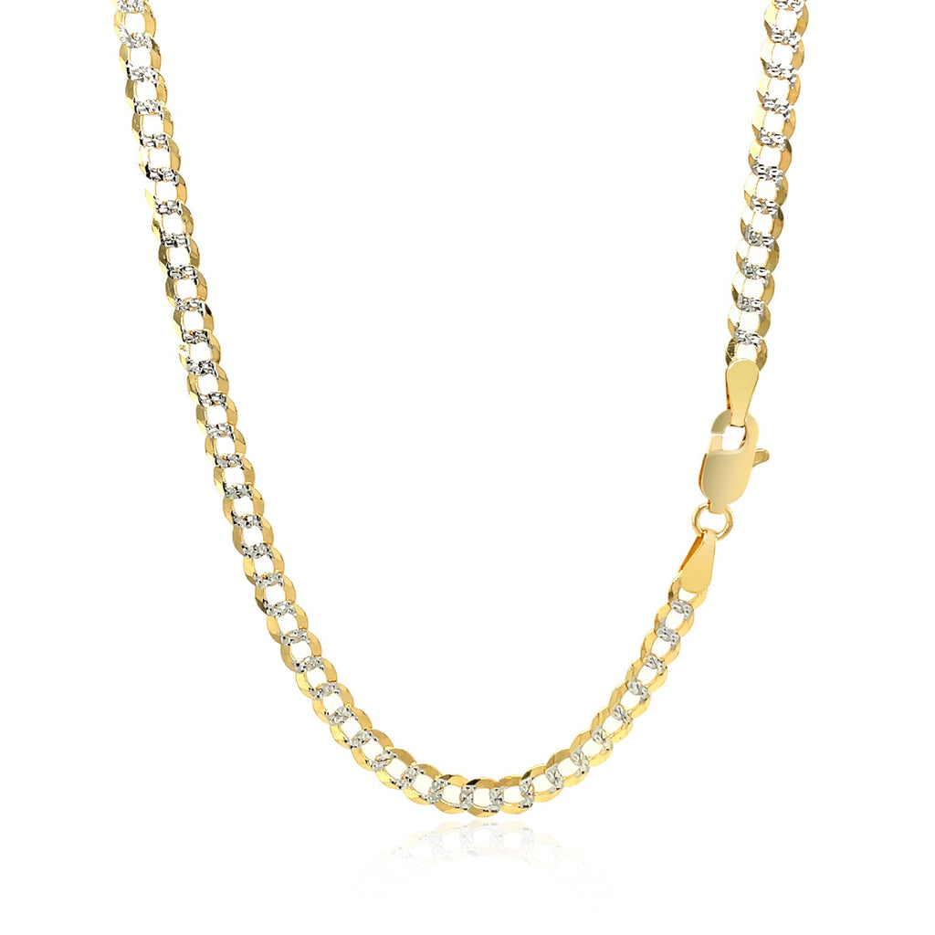 14k two-tone gold pave curb chain with modern design, featuring a sleek 3.60 mm width for a luxurious look.