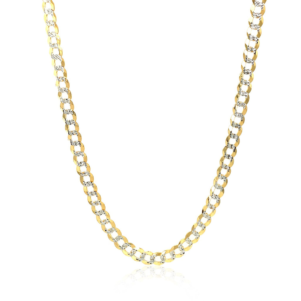 14k two-tone gold pave curb chain, modern design with exquisite shine, perfect for layering or standalone elegance.