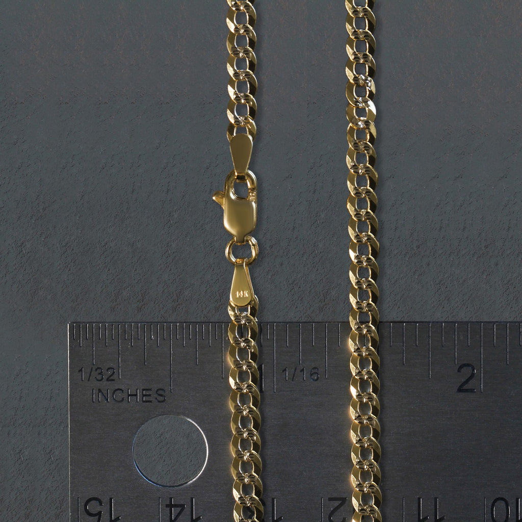 14k two-tone gold pave curb chain, modern design, 3.60 mm width, perfect for layering or as a statement piece.