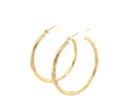 Large Hoop Earrings with Diamond Cut in 14k Yellow Gold