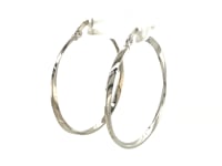 Hoop Earrings with Curved Möbius Design in 14K White Gold