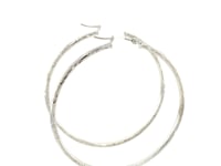 Hoop Earrings with Diamonds in 14k White Gold with Faceted Surface