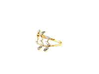 14k Two-Tone Gold Ring with Crossed Design and Textured Leaves (1.50 mm)