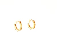 Earrings - Hoops in 14-Carat Yellow Gold with Cubic Zirconia, Small, Octagonal