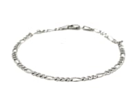 Bracelet in Solid 14-Carat Gold, White Gold, Figaro Weave (2.60 mm)