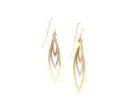 10k Tri-Tone Gold Graduated Open Marquise Dangle Earrings