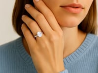 Ring with a Single Oval-Cut Lab-Grown Diamond 1 1/2 Carats, IGI G/VS1 in 10K White Gold