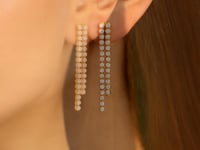 14K Two Tone Gold Diamond Polished Drop Earrings