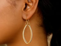 Earrings with Triple Oval Pendant in Textured 14K Two-Tone Gold