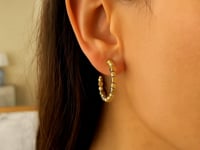 Серьги в форме обручей из жёлтого золота 14K с бриллиантами в виде гальки