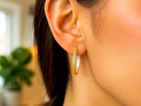 10K Two-Tone Gold Petite Patterned Hoop Earrings