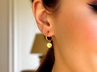 Серьги-кольца с диском из бриллиантов из жёлтого золота 14K