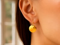 Earrings with Hammered Texture Pendants in 14-Carat Yellow Gold