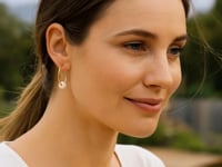 14k Yellow Gold Hoop Earrings with Pearls
