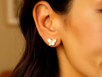 14K Yellow Gold Mother of Pearl Butterfly Earrings