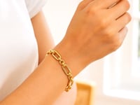 Italienisches Armband aus 14 Karat Gelbgold mit abwechselnden Büroklammer-Rundgliedern (8,00 mm)