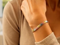 14 Karat dreifarbiges Goldarmband mit Webmuster (6,35 mm)