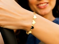 Bracelet with Mirrored Hearts, 14K Yellow Gold, 7 Inches (5.00 mm)