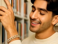 14 Karat zweifarbiges Gold 8 1/2 Zoll Panzerkettenarmband mit weißem Pavé (11,50 mm)