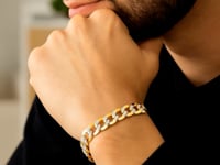 14 Karat zweifarbiges Gold-Panzerarmband mit Pavé-Fassung (8,30 mm)