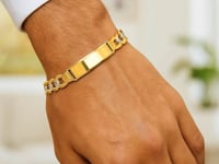 Браслет ID из жёлтого золота 14k с паве (11.00 мм)