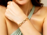Armband med diamanter i 14 karat gult guld med gem och kedja (7,00 mm)