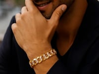 14 Karat zweifarbiges Gold-Panzerarmband mit Pavé-Fassung (12,18 mm)