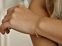 Браслет из шелковой веревочной цепочки в жёлтом золоте 14k (3.00 мм)
