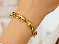 14K Yellow Gold Long Mirror Rolo Link Chain Bracelet (7.30 mm)