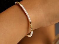 Bracelet with Pallina Beads of Freshwater Pearls in 14-Karat High-Polish Yellow Gold (2.00 mm)