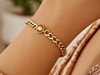 14K gult guld citrin curb chain armband (3,60 mm)