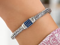 Armbånd i sterlingsølv med vevmotiv og blå safirutsmykninger (7,00 mm)