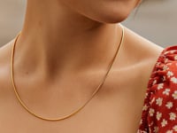 Ожерелье из жёлтого золота 14k с круглым омега-формой и бриллиантовой огранкой (1.5 мм)