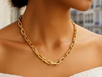 Овальное куполообразное ожерелье в виде скрепки из 14K жёлтого золота