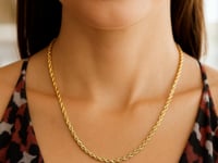 Цепочка из жёлтого золота 14K с пустотелым бриллиантовым огранкой в виде верёвки (3.2 мм)