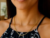 Corrente de clipe de papel banhada a ouro e prata esterlina (2,95 mm)